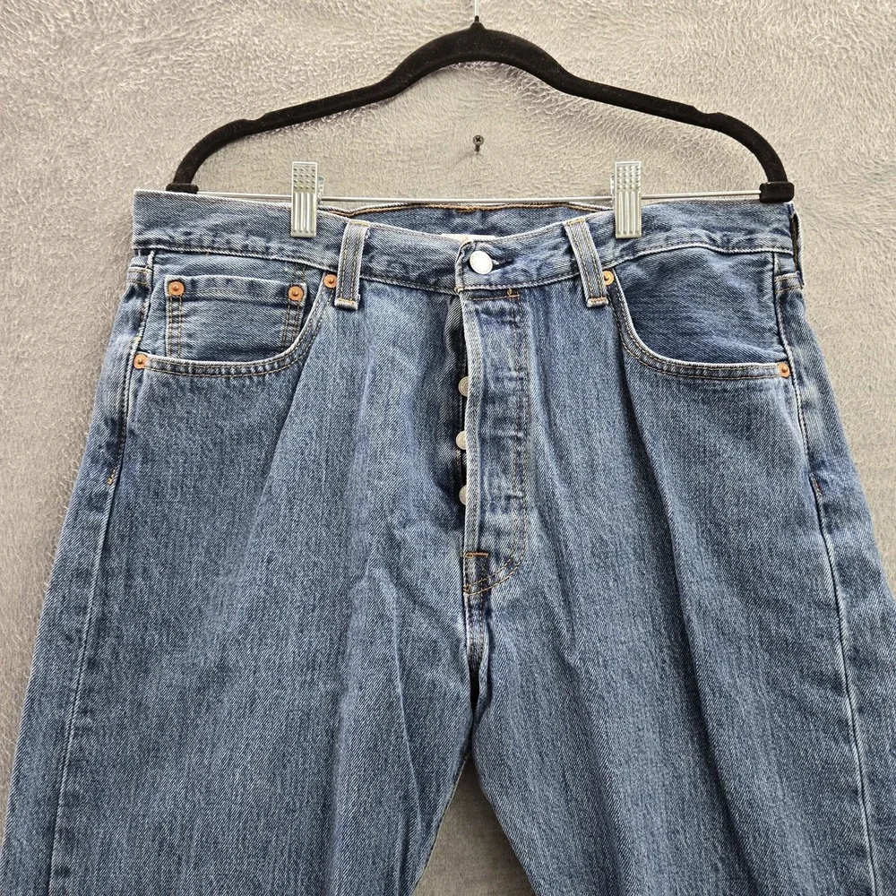 Levi's 501 Men Jeans 36X32‎ Blue Denim Original Fit Straight Leg Button Fly
